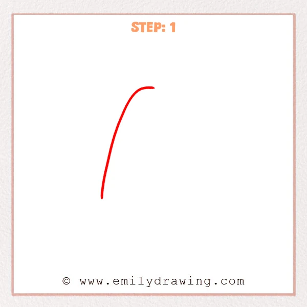 how to draw a bubble letter a - The first stroke of a bubble letter “A,” showing a long smooth outer curve that bends slightly right at the top.